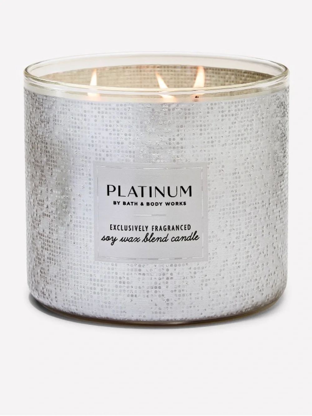 “PLATINUM” 3-Wick Candle by B&BW / WB, 14.5 oz / 411 g, NWT on base
